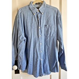 Vtg ALEXANDER JULIAN COLOURS Men L button down denim shirt Singapore‎ made